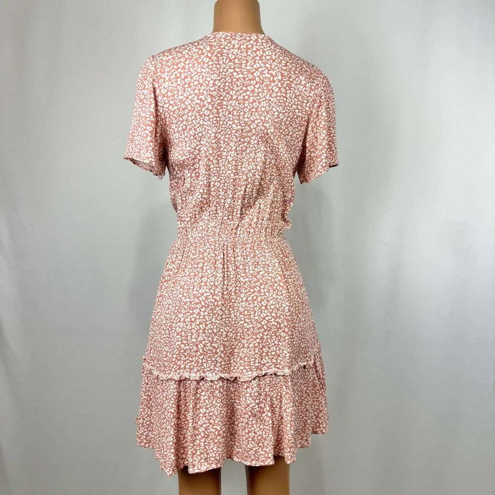 Abercrombie & Fitch Dress Ditsy Pink Leopard Mini Y2K 90s Summer Casual Sz M - Picture 4 of 13